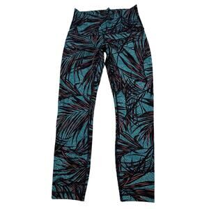 Lululemon Tight Stuff Yoga Leggings Pants Mini Palm Lace Tofino Teal Multi Sz 8